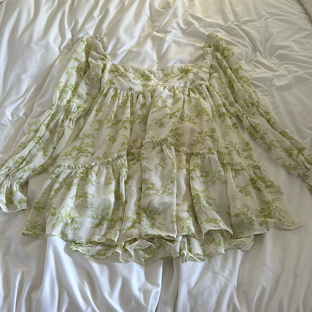 green floral mini dress